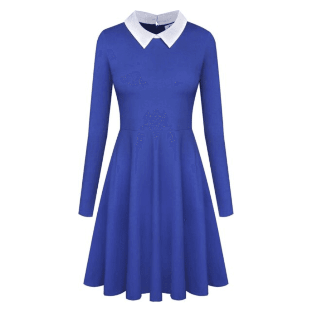 Women's Long Sleeve Peter Pan Collar A-Line Fit and Flare Skater Dress