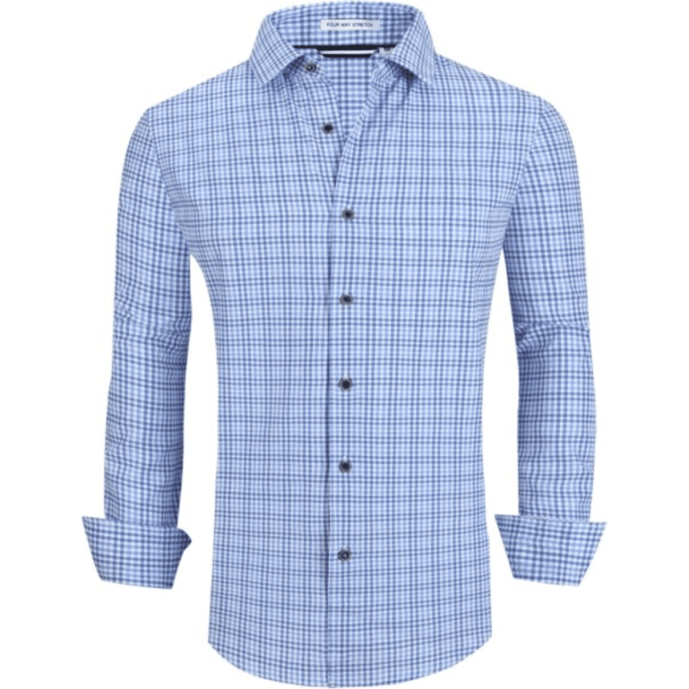 Alex Vando Mens Button Down Shirts Wrinkle Free 4-Way Stretch Print Business Casual Shirt