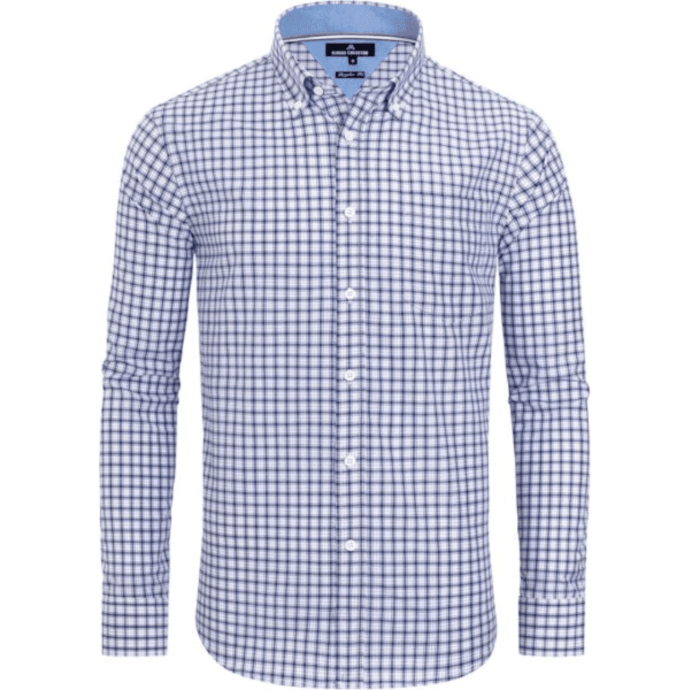 Alimens & Gentle Men's Plaid Button Down Shirts Cotton Long Sleeve Dress Shirts Regular Fit Gingham Shirts