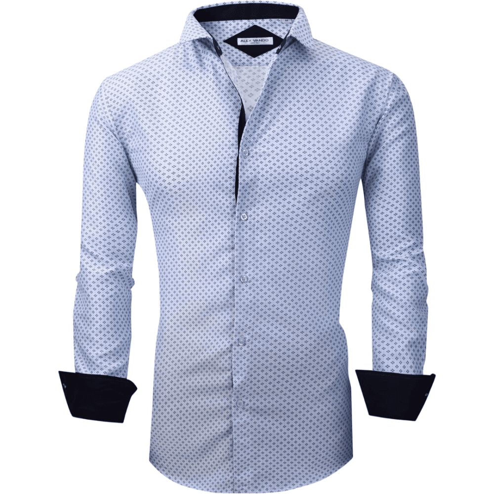 Alex Vando Mens Printed Dress Shirts Long Sleeve Regular Fit Button Down Shirt