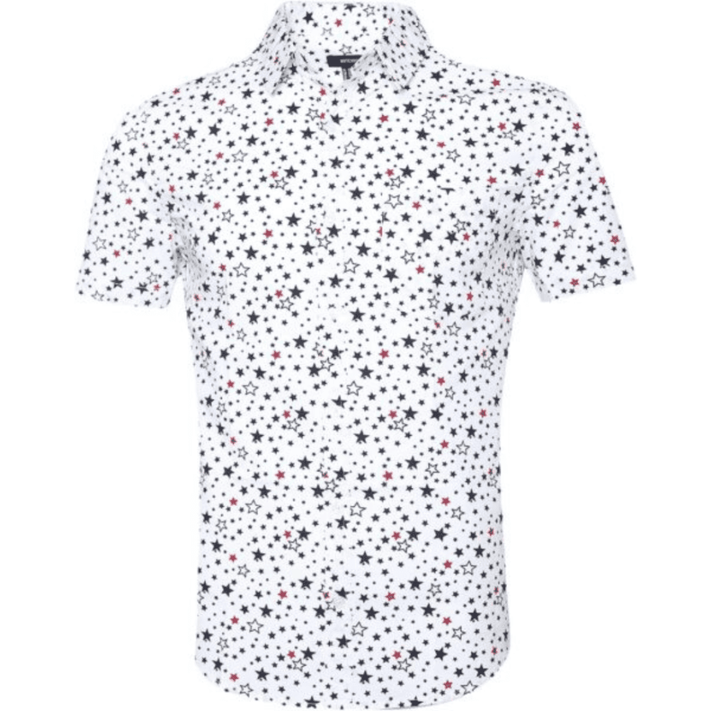 Men's Casual Short Sleeve Printing Pattern Button Down Shirt