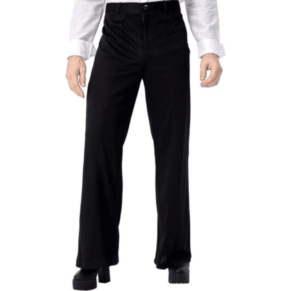 Men's Retro 70S Disco Fever Black Flared Pants Adult Vintage Trousers Bell Bottoms,42-44