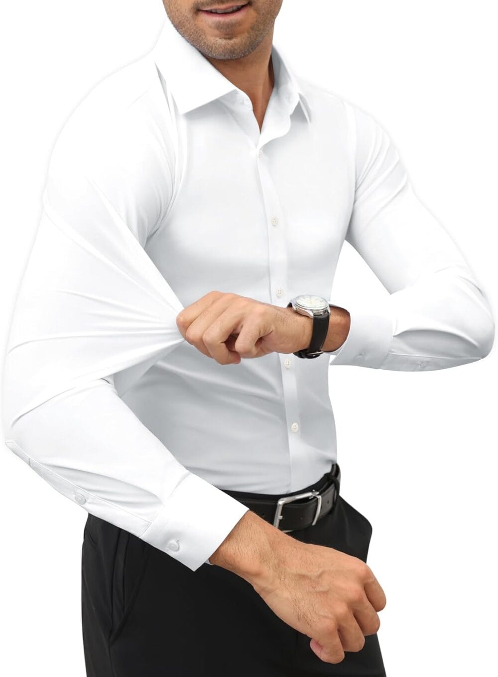 Stretch Mens Dress Shirts Long Sleeve Slim Fit Dress Shirts for Men - Image 2