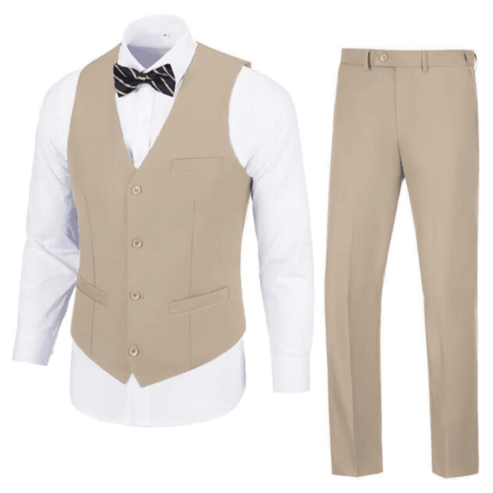 Men's Suit 2 Pieces Suit Set,Slim Fit Formal Bussiness Wedding Suit Vest Pants for Men