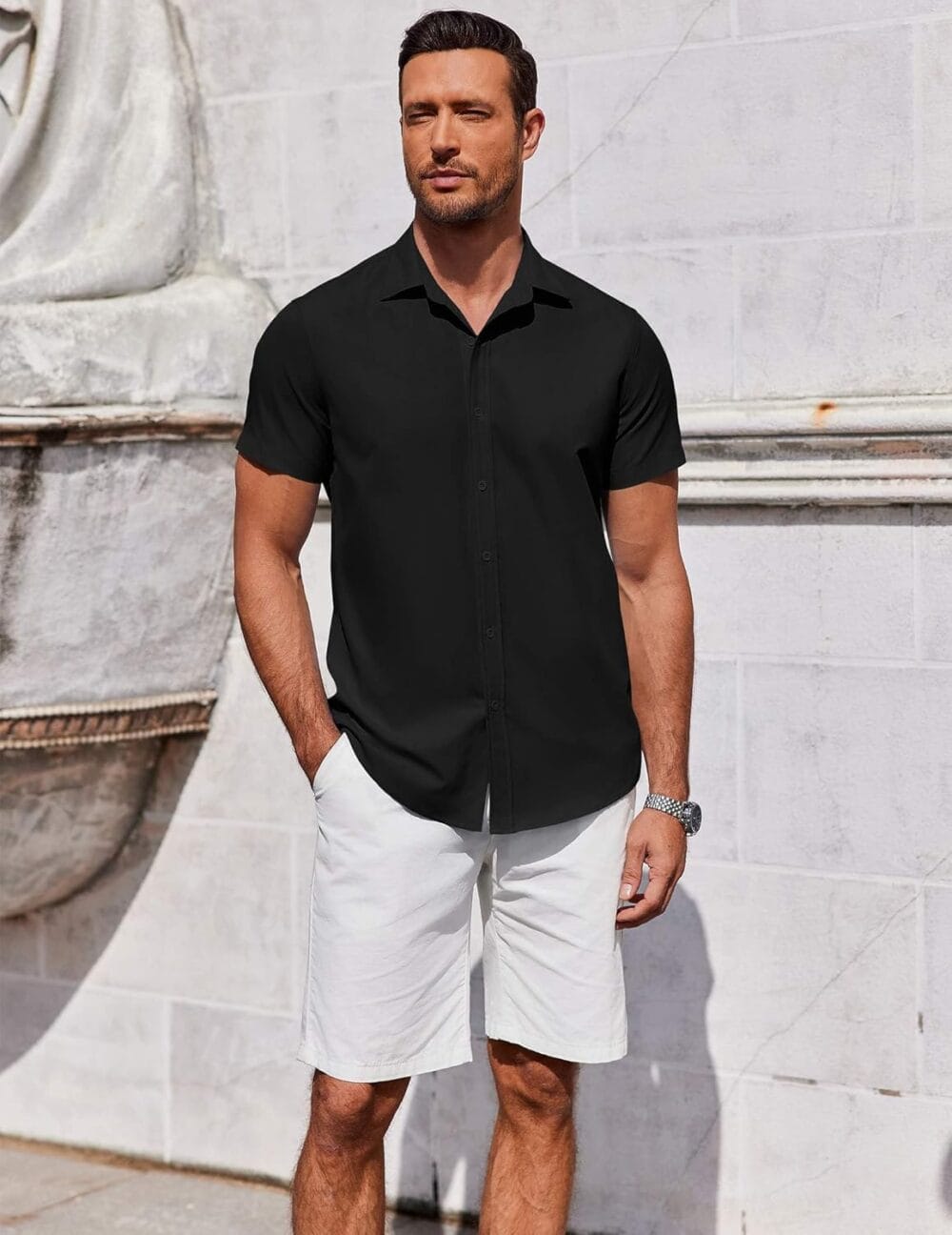 COOFANDY Men's Button Down Shirt Short Sleeve Casual Shirt for Men Summer Business Casual Dress Shirt - Image 2