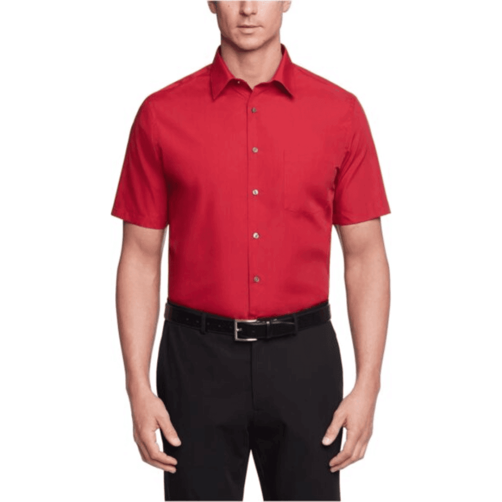 Van Heusen Men's Short Sleeve Dress Shirt Regular Fit Poplin Solid