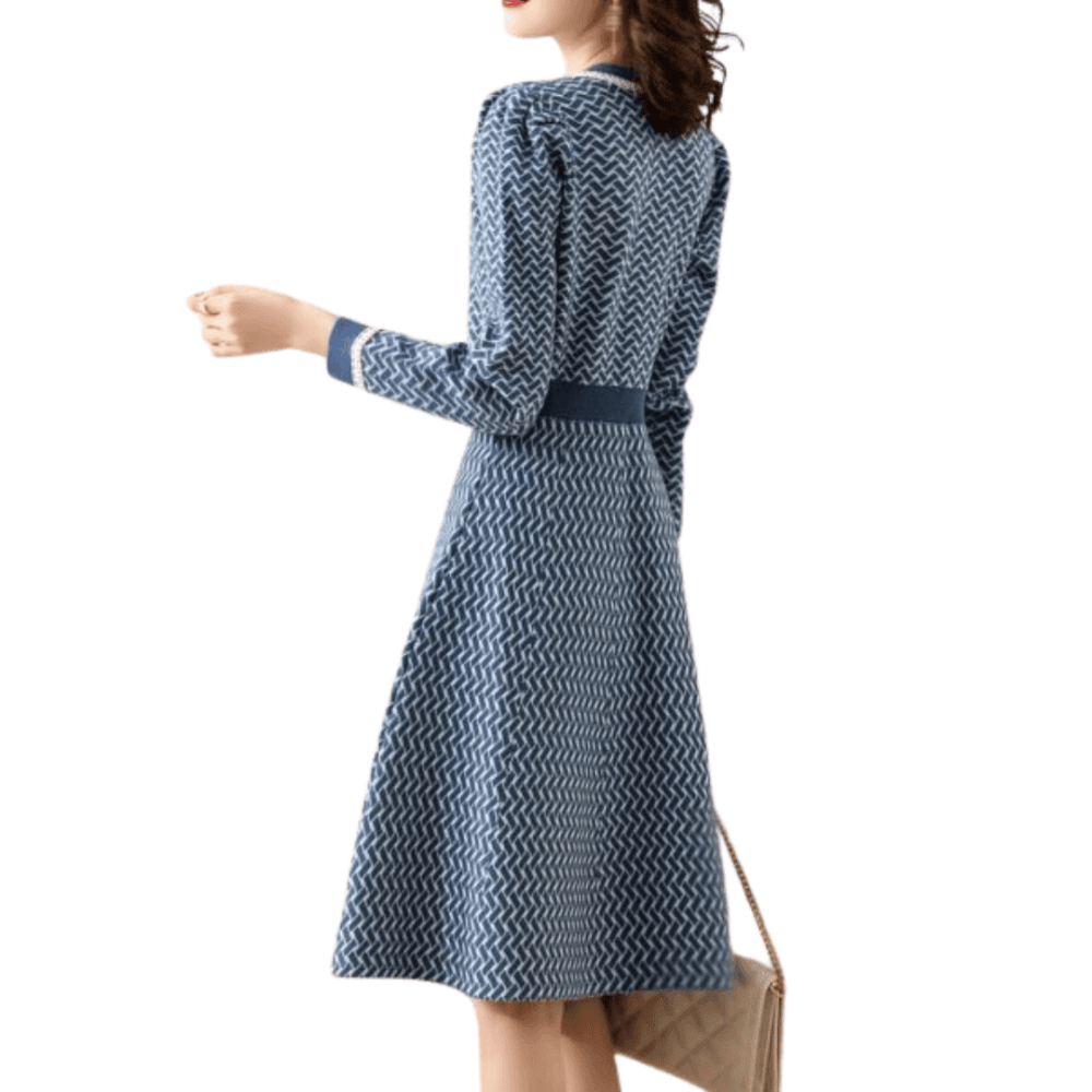 Women's Casual Elegant Long Sleeve Knit Button Down Tunic Mini Dresses