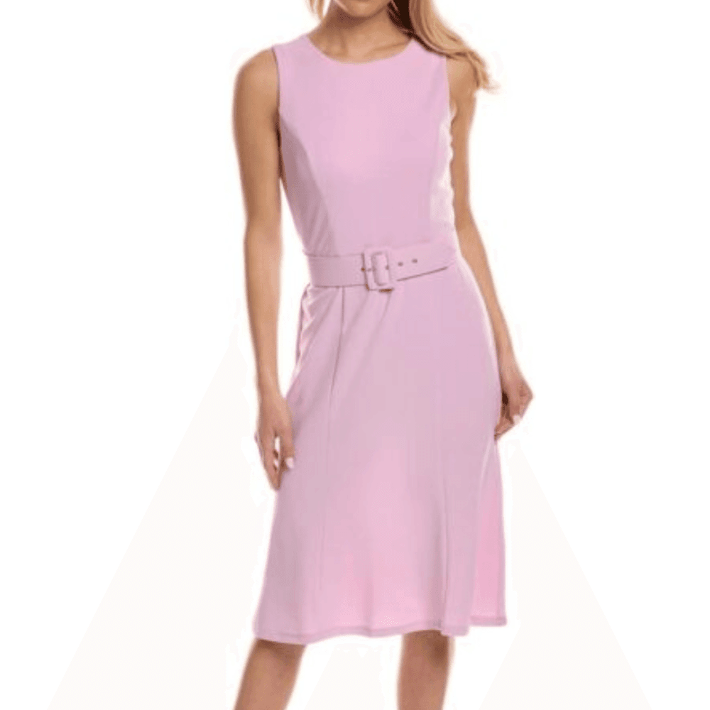 London Times Women's Sleeveless Fluted Sheath with Belt