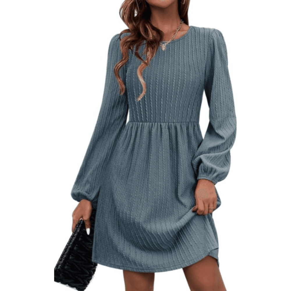 Zeagoo Women's Casual Knit Sweater Dress with Pockets Crew Neck Long Sleeve A-Line Dresses for Women 2024 Fall Dresses