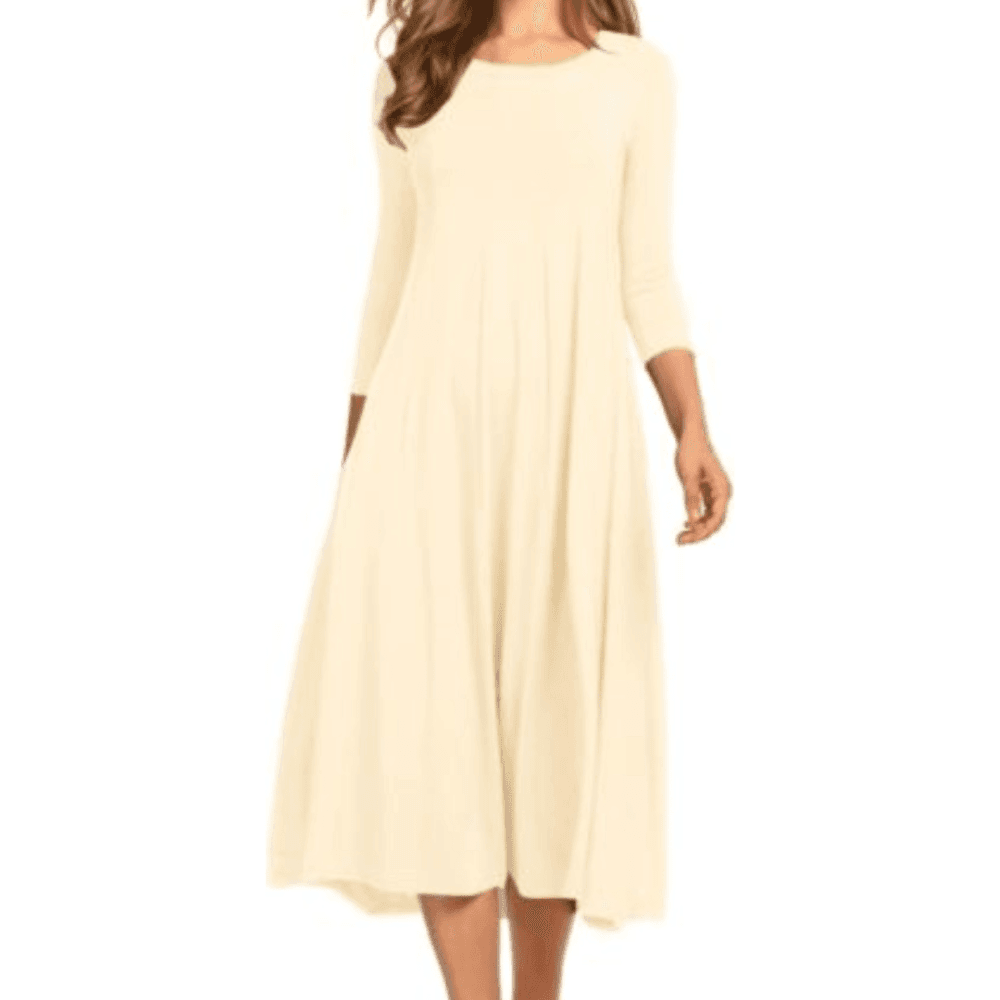 HOTOUCH Women's 3/4 Sleeve A-line and Flare Midi Long Dress