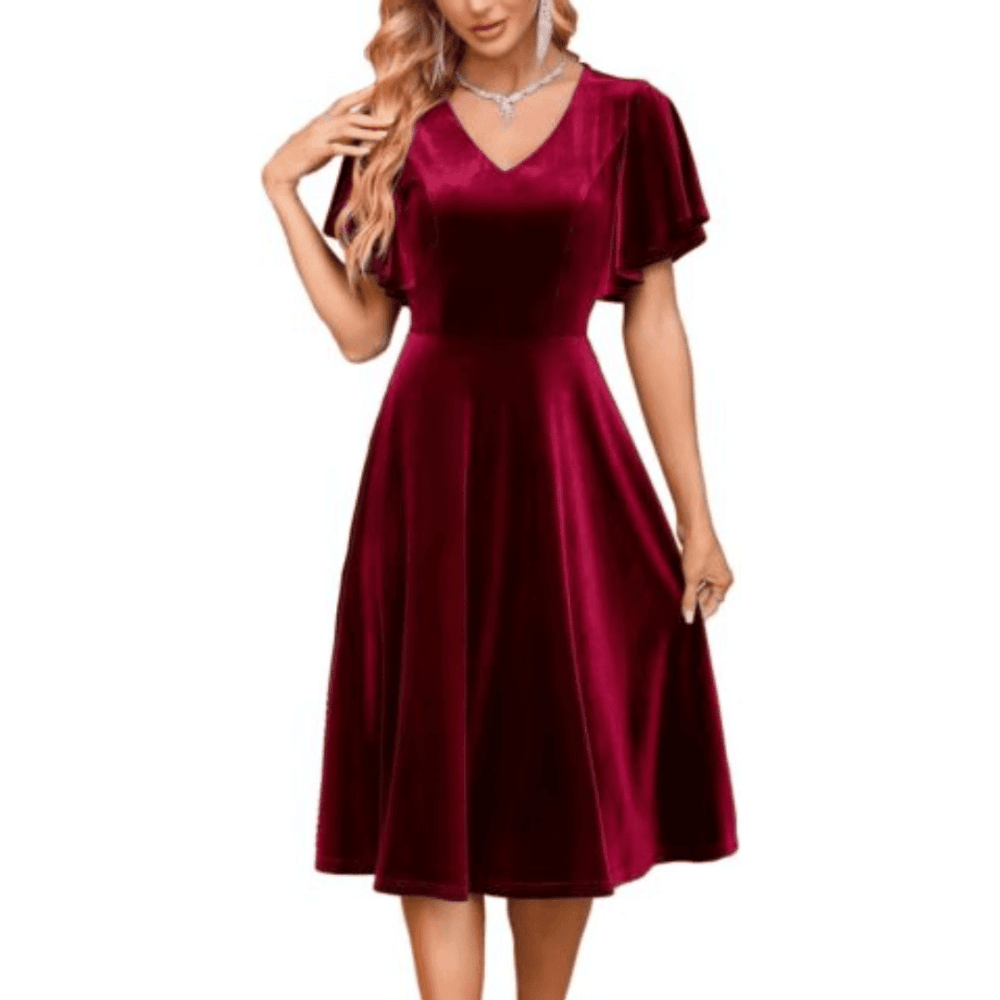 Bridesmay Cocktail Dresses for Women Wedding Guest Midi Dress with Sleeves Formal Tea Party Dress for Women